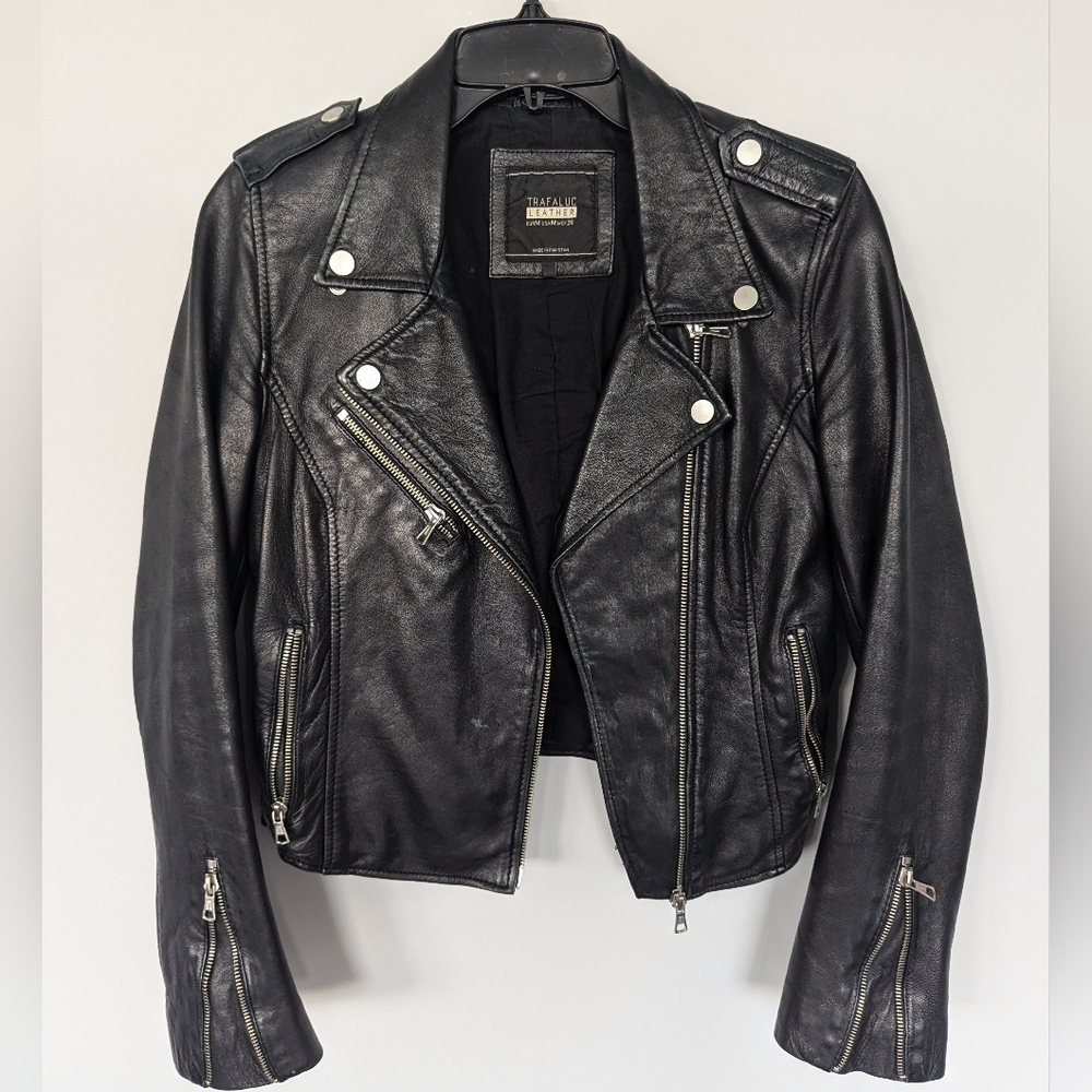 Zara Black Leather Biker Jacket